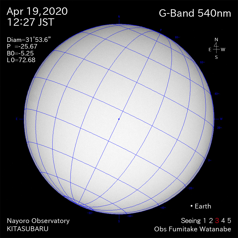 2020年4月19日540nm波長の太陽