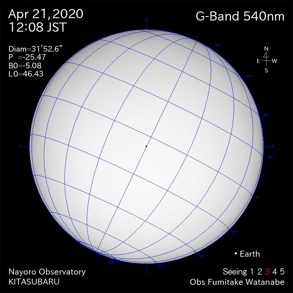 2020年4月21日540nm波長の太陽