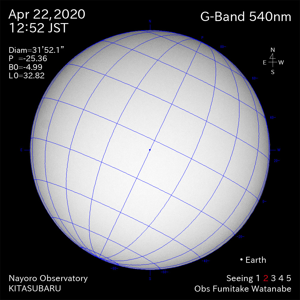 2020年4月22日540nm波長の太陽