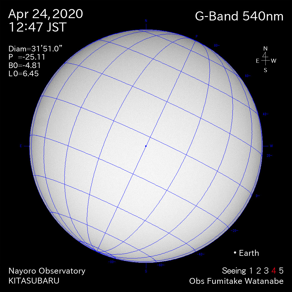 2020年4月24日540nm波長の太陽