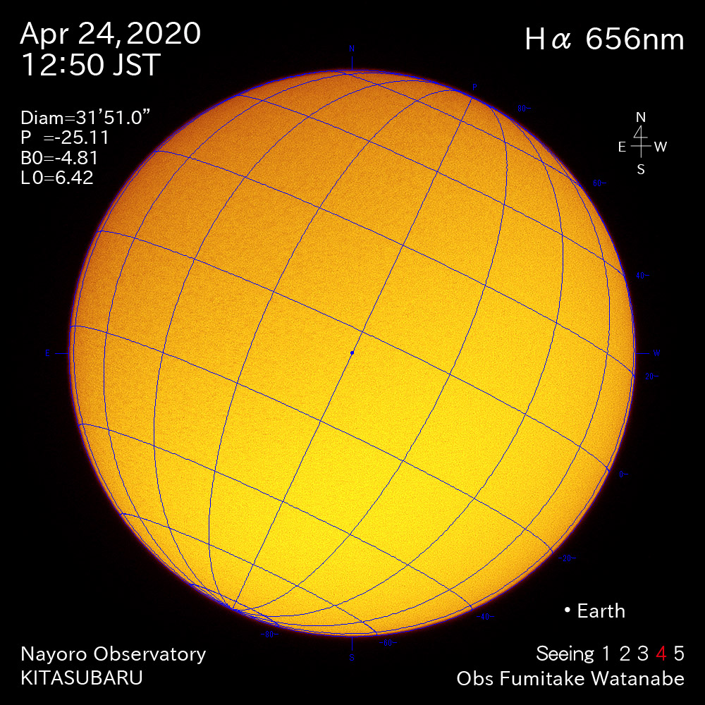 2020年4月24日Hα波長の太陽