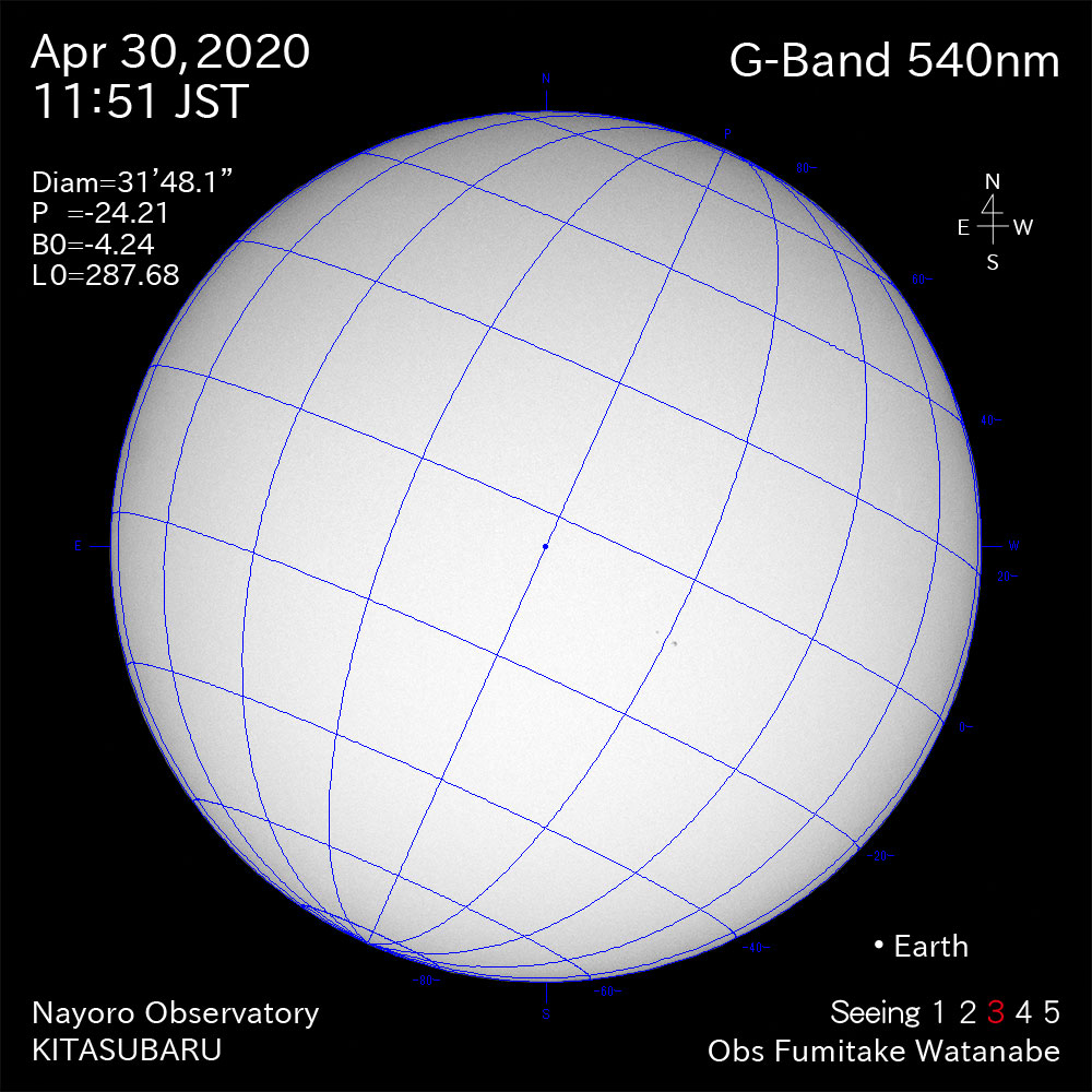 2020年4月30日540nm波長の太陽