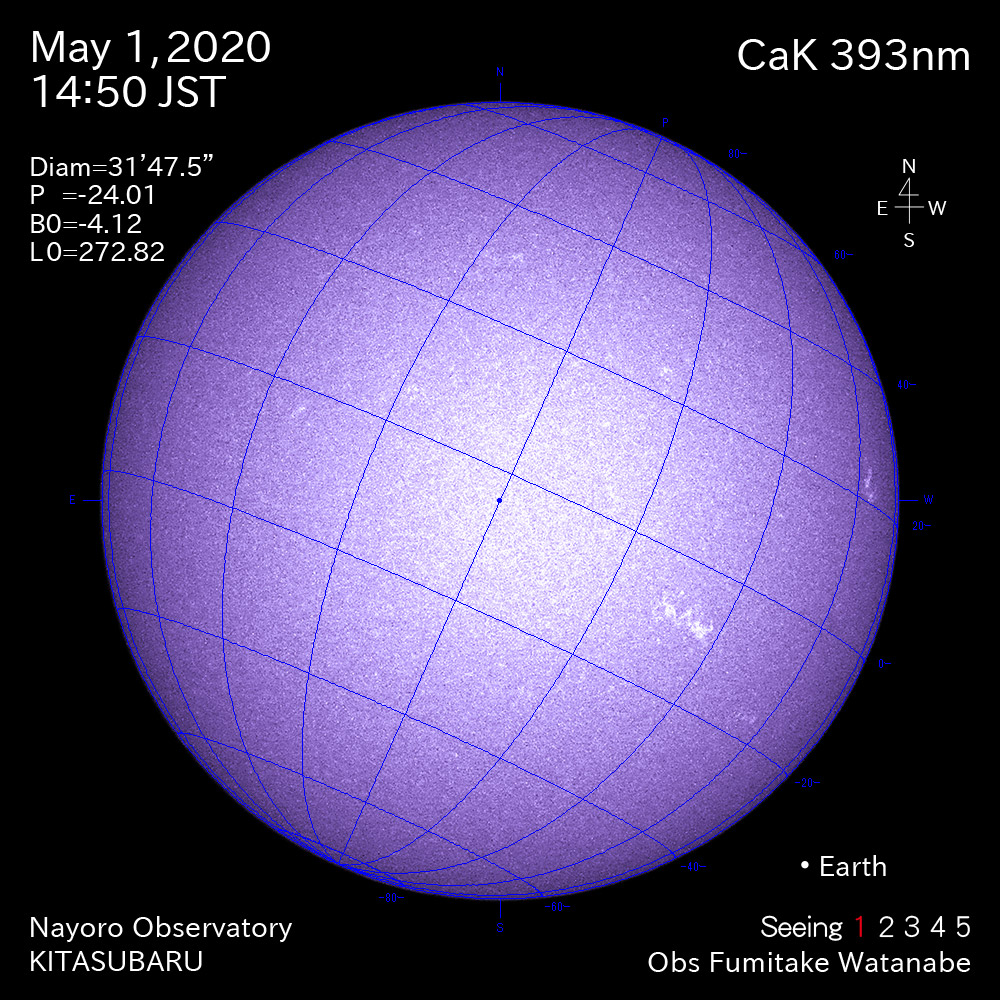 2020年5月1日CaK波長の太陽