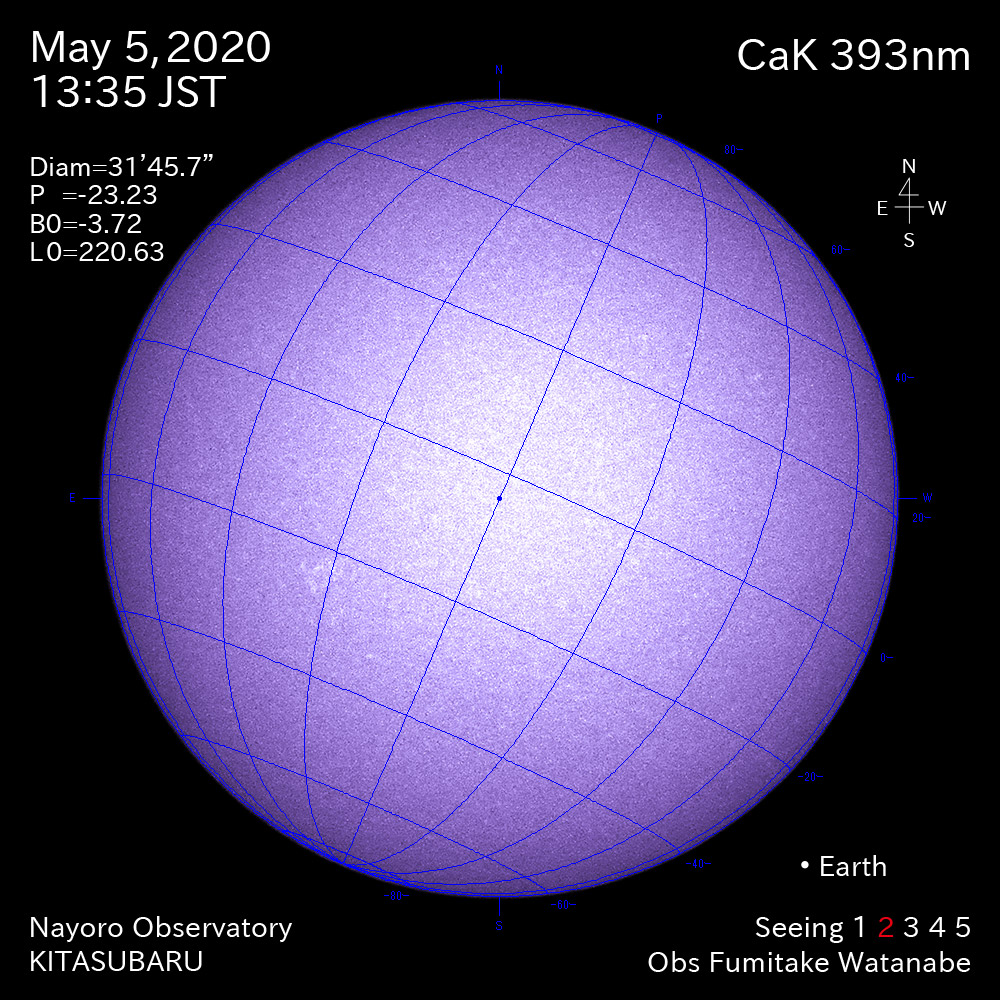 2020年5月5日CaK波長の太陽