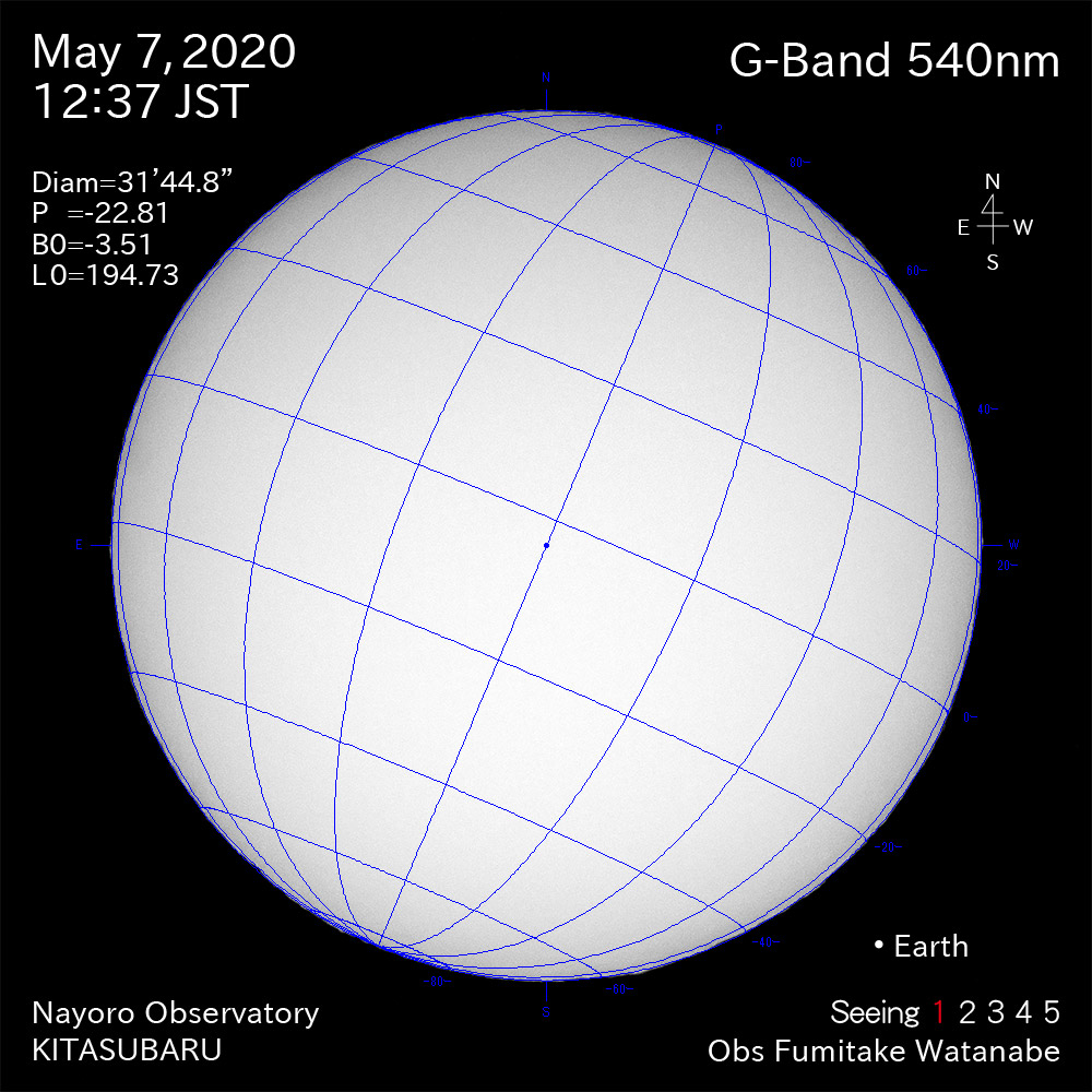 2020年5月7日540nm波長の太陽