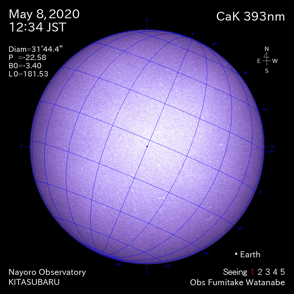 2020年5月8日CaK波長の太陽