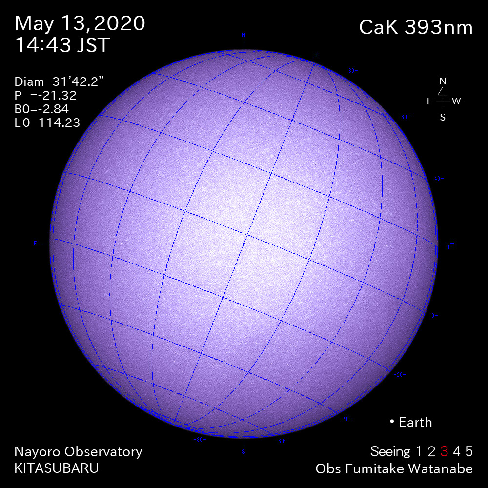 2020年5月13日CaK波長の太陽