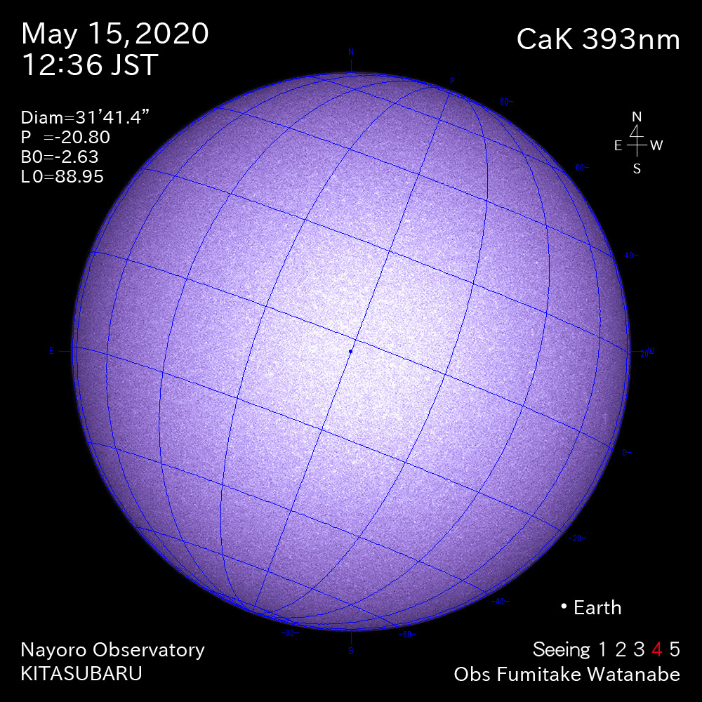 2020年5月15日CaK波長の太陽