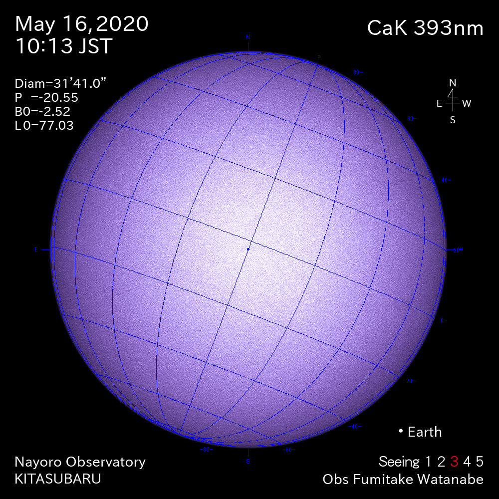 2020年5月16日CaK波長の太陽