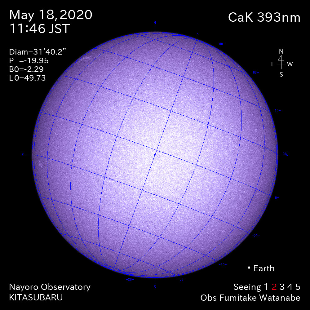2020年5月18日CaK波長の太陽