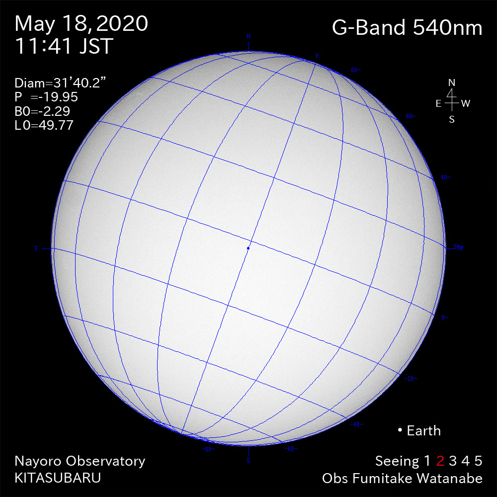 2020年5月18日540nm波長の太陽