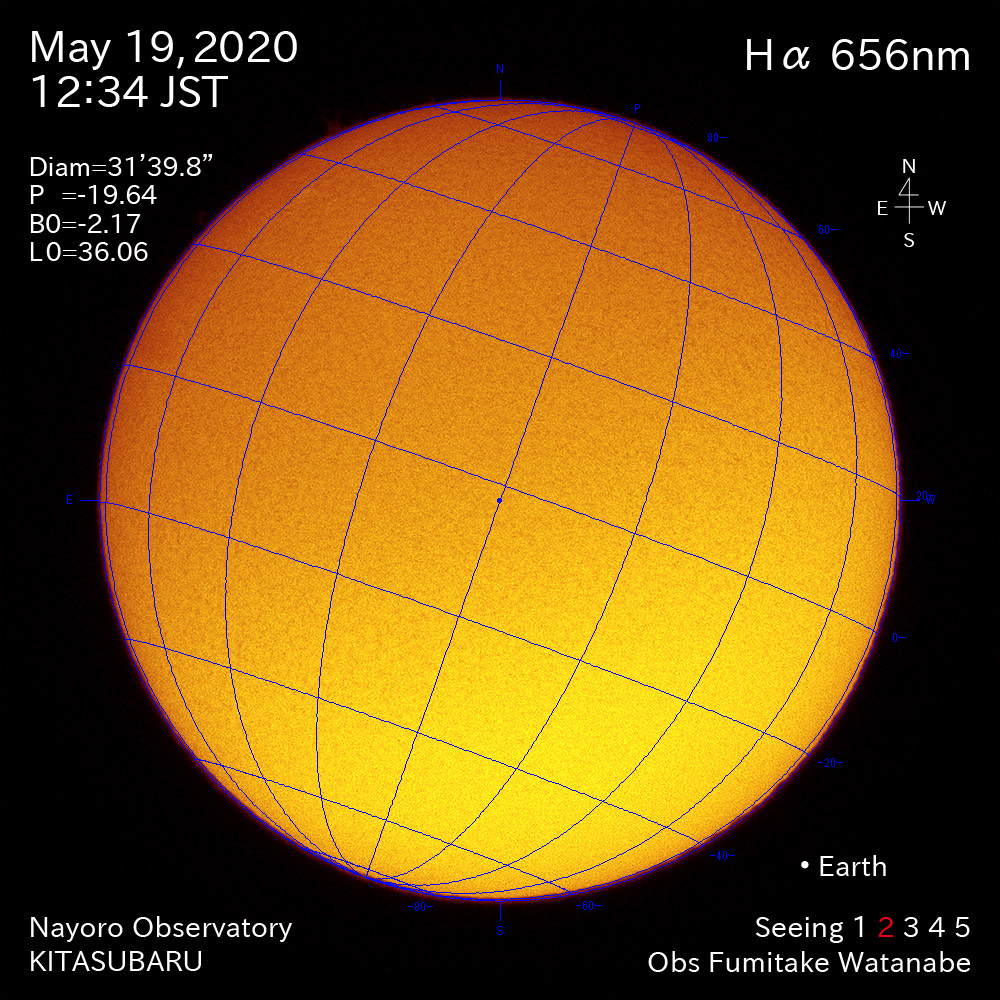 2020年5月19日Hα波長の太陽