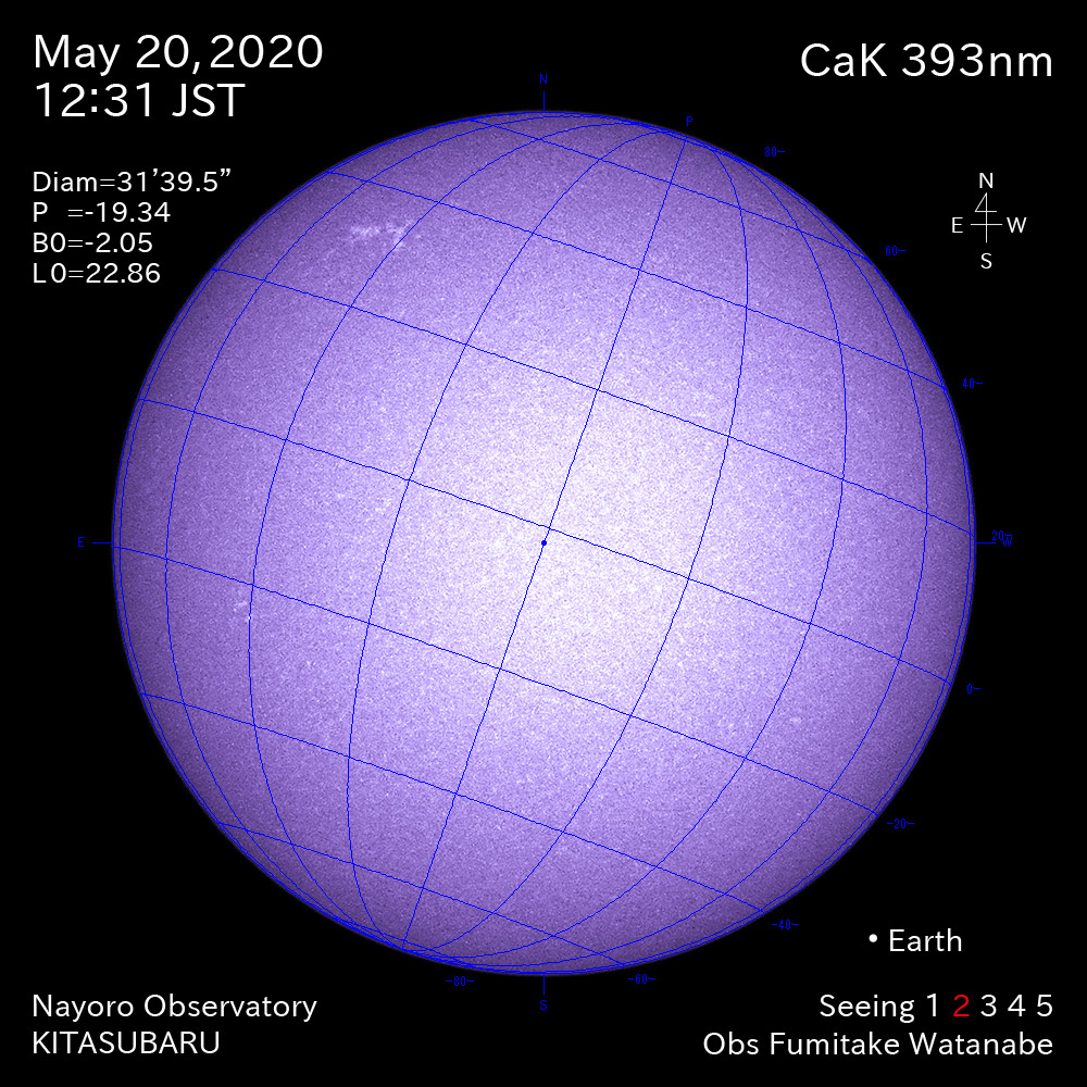 2020年5月20日CaK波長の太陽