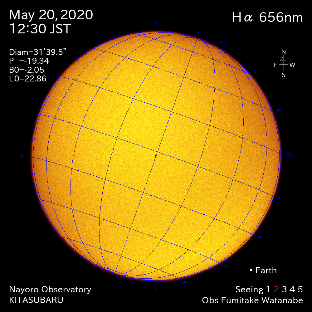 2020年5月20日Hα波長の太陽