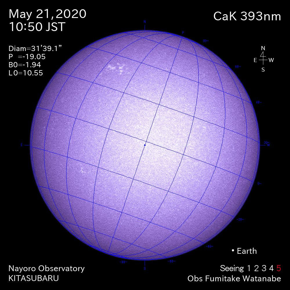 2020年5月21日CaK波長の太陽