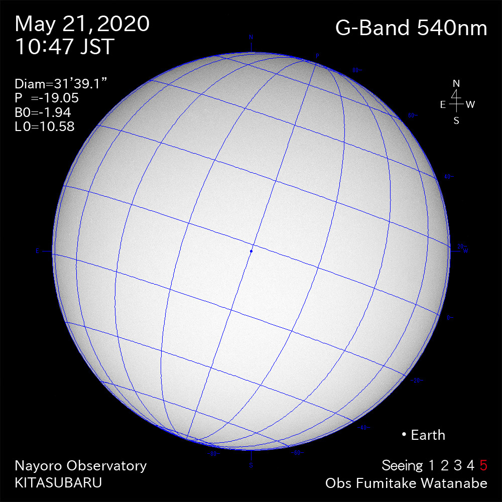 2020年5月21日540nm波長の太陽