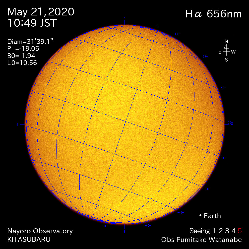 2020年5月21日Hα波長の太陽