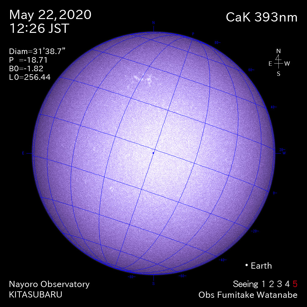 2020年5月22日CaK波長の太陽