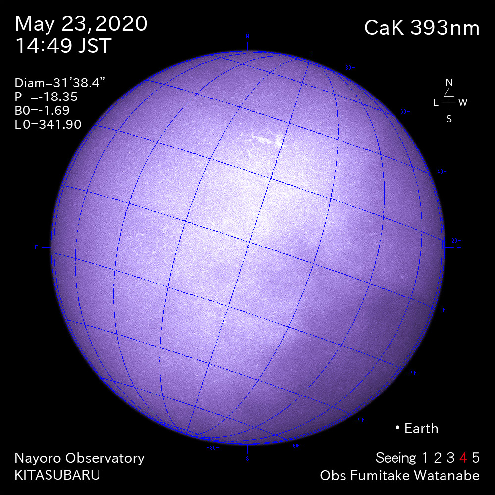 2020年5月23日CaK波長の太陽