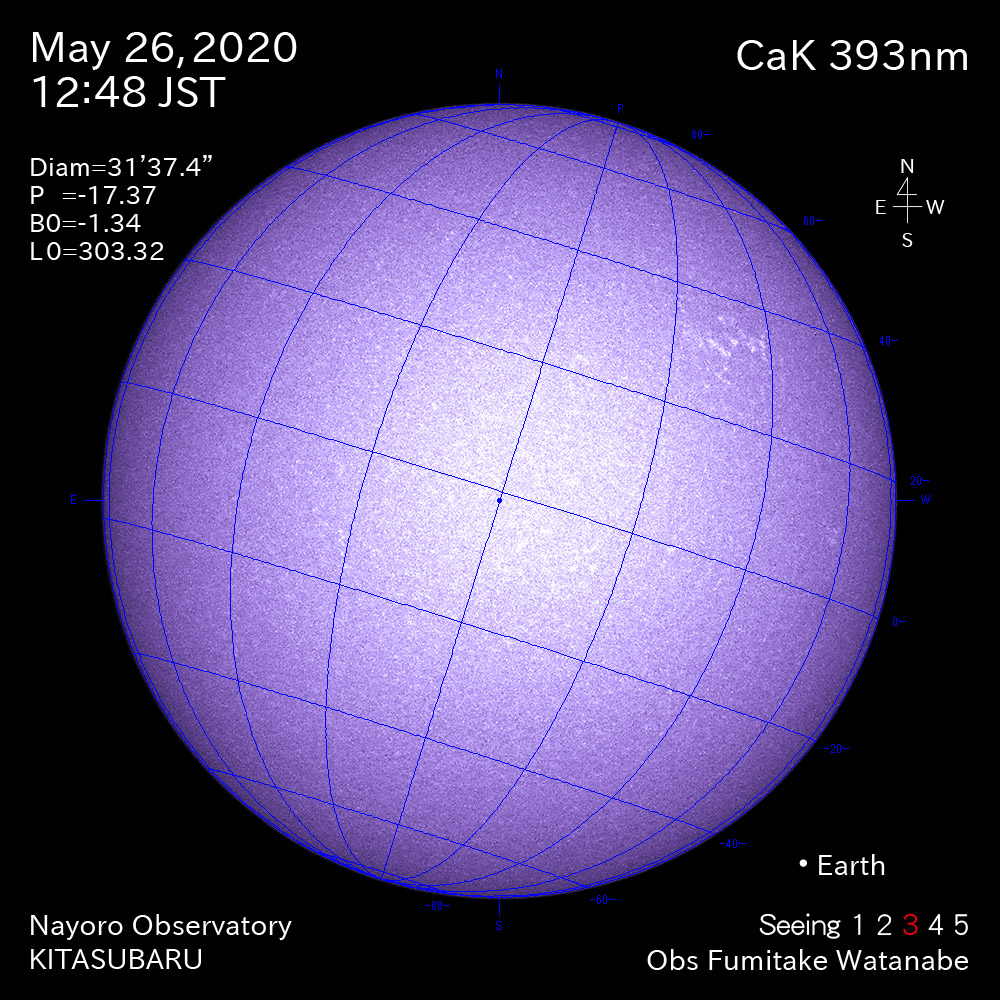 2020年5月26日CaK波長の太陽