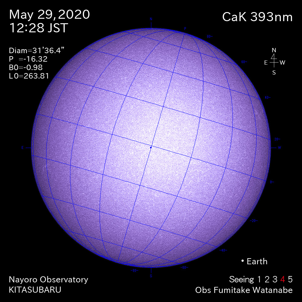 2020年5月29日CaK波長の太陽