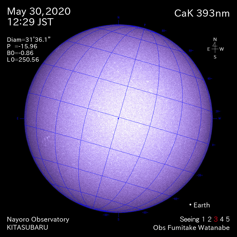 2020年5月30日CaK波長の太陽