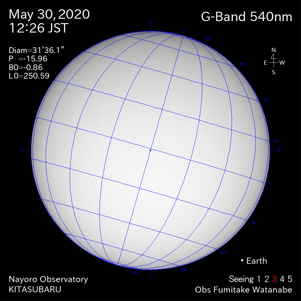 2020年5月30日540nm波長の太陽