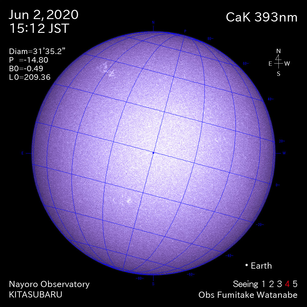2020年6月2日CaK波長の太陽