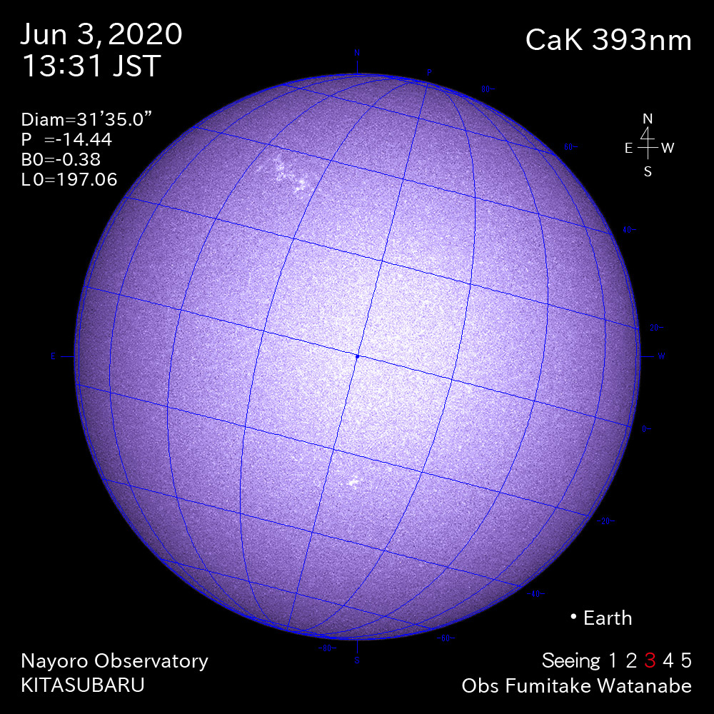 2020年6月3日CaK波長の太陽