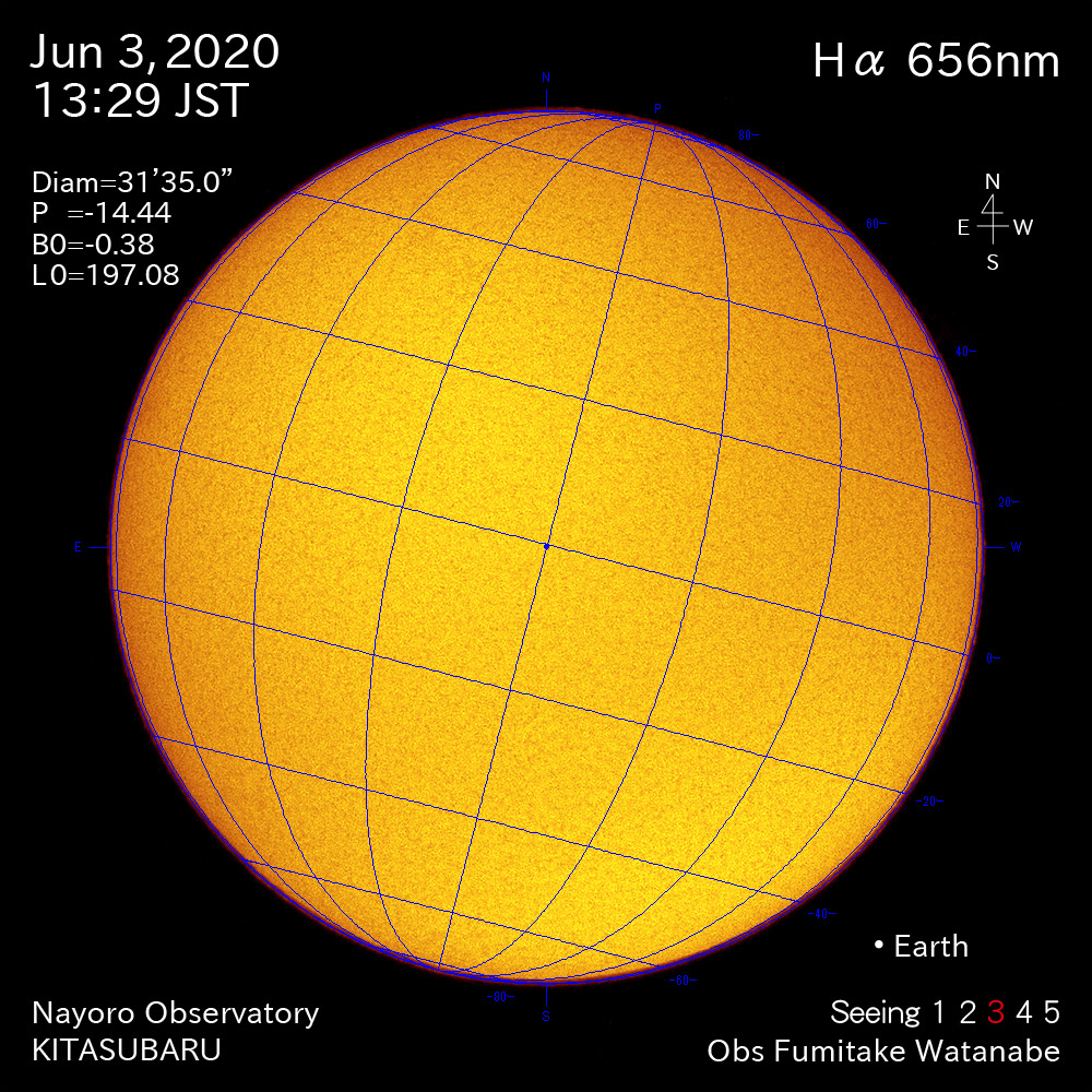 2020年6月3日Hα波長の太陽