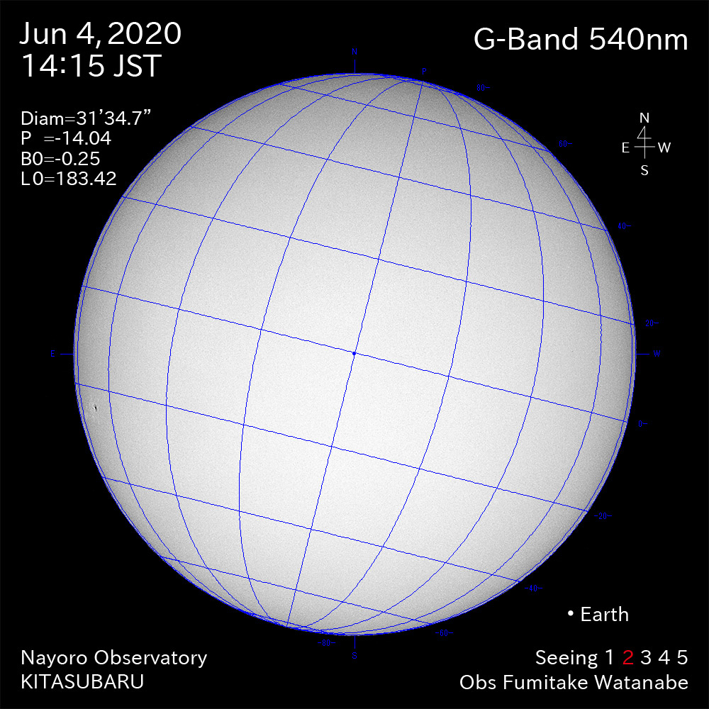 2020年6月4日540nm波長の太陽