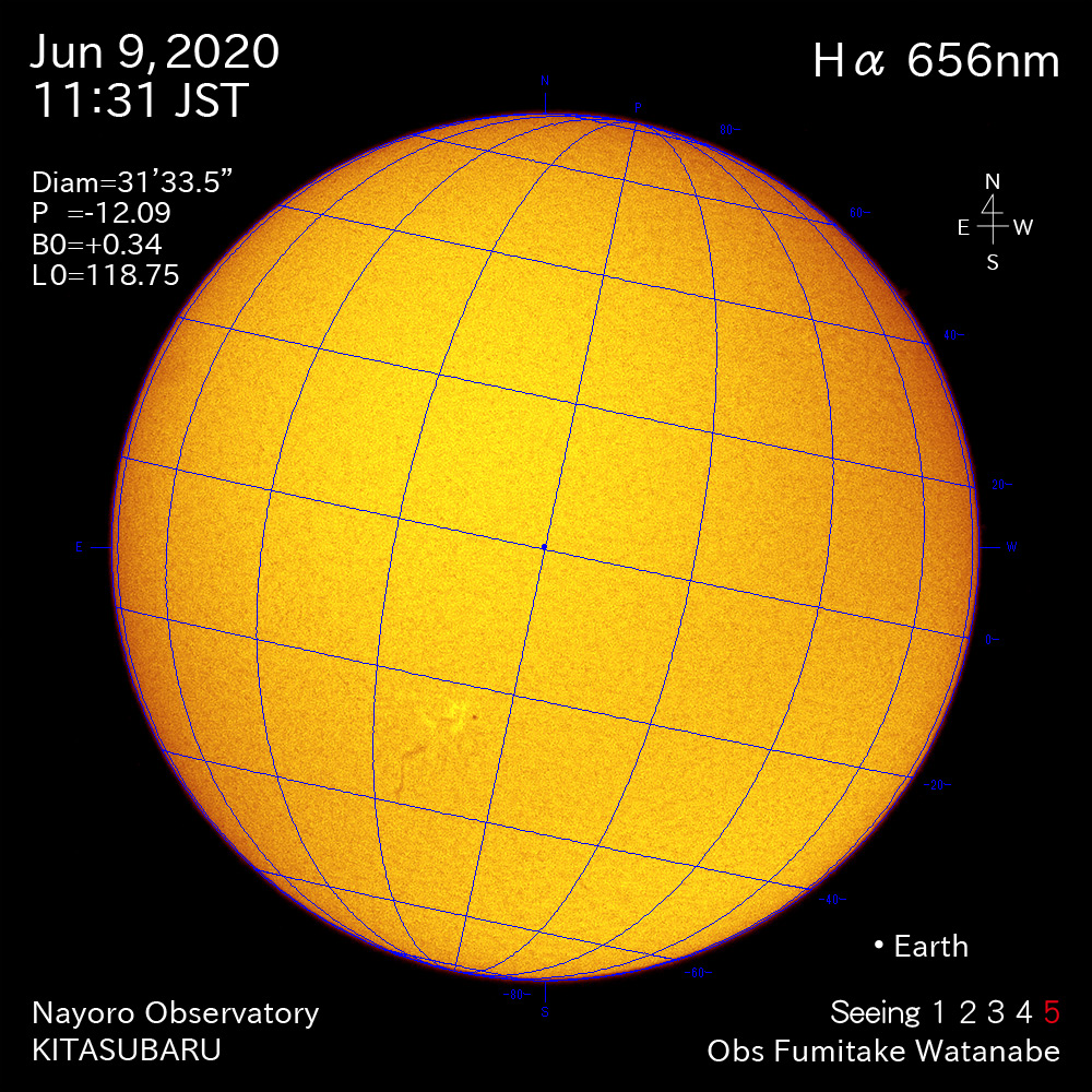 2020年6月9日Hα波長の太陽