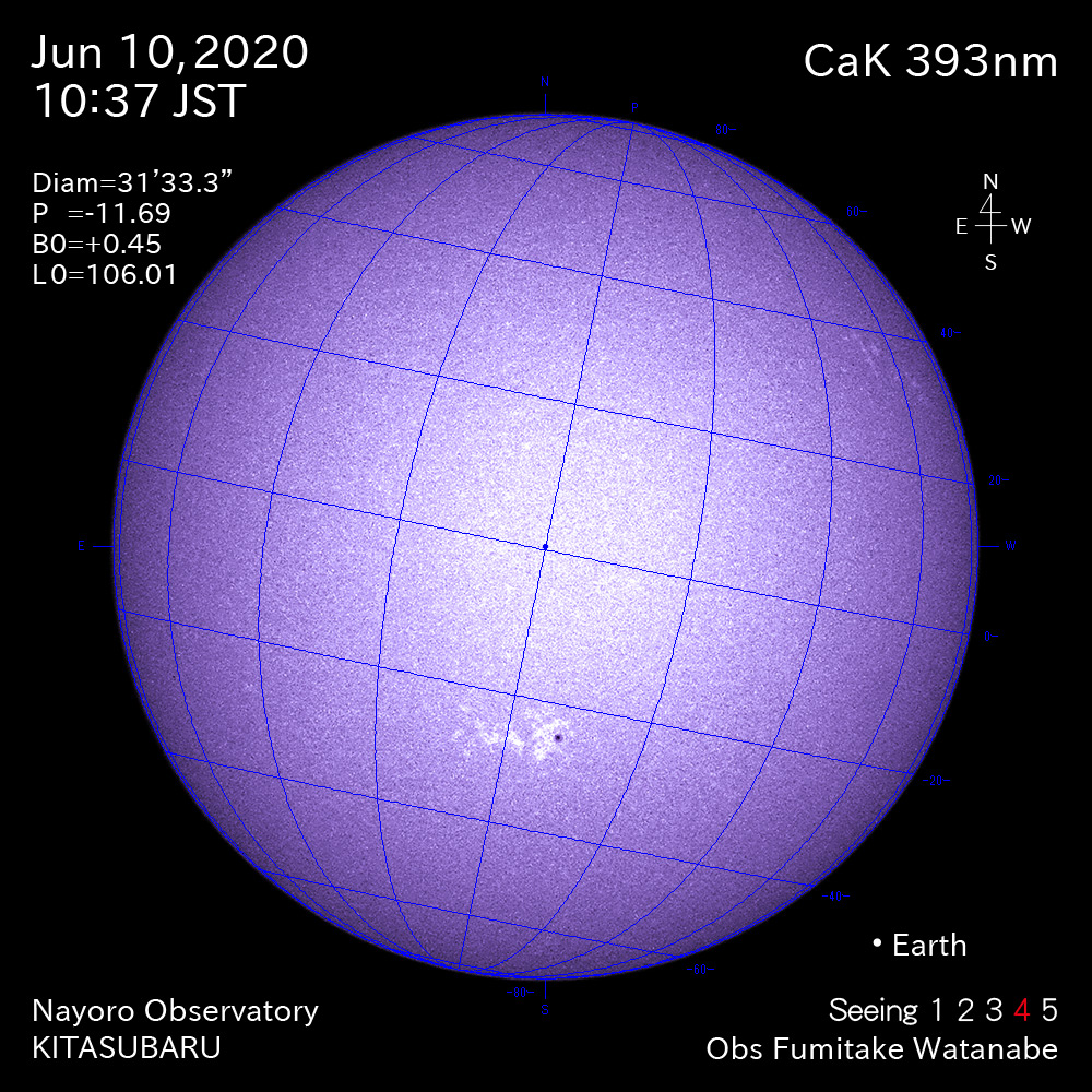 2020年6月10日CaK波長の太陽