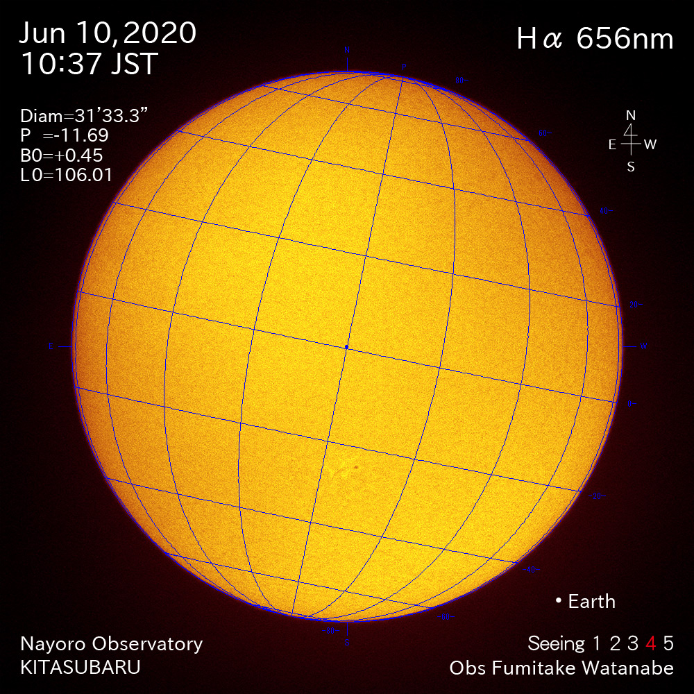 2020年6月10日Hα波長の太陽