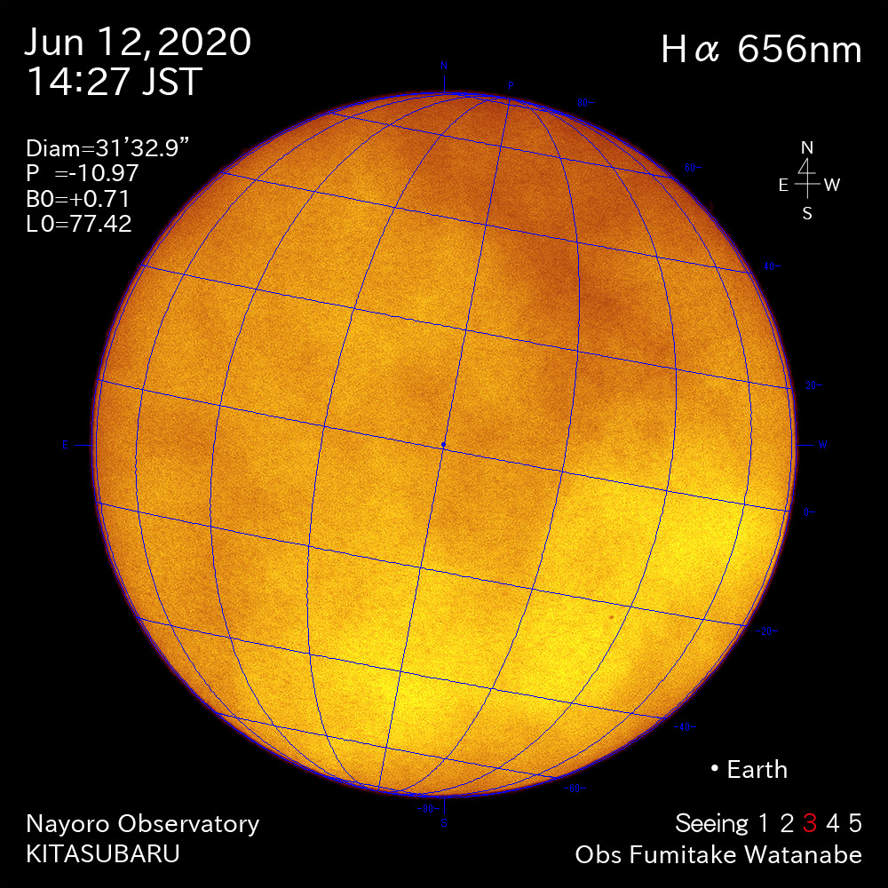 2020年6月12日Hα波長の太陽