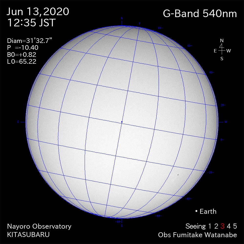 2020年6月13日540nm波長の太陽