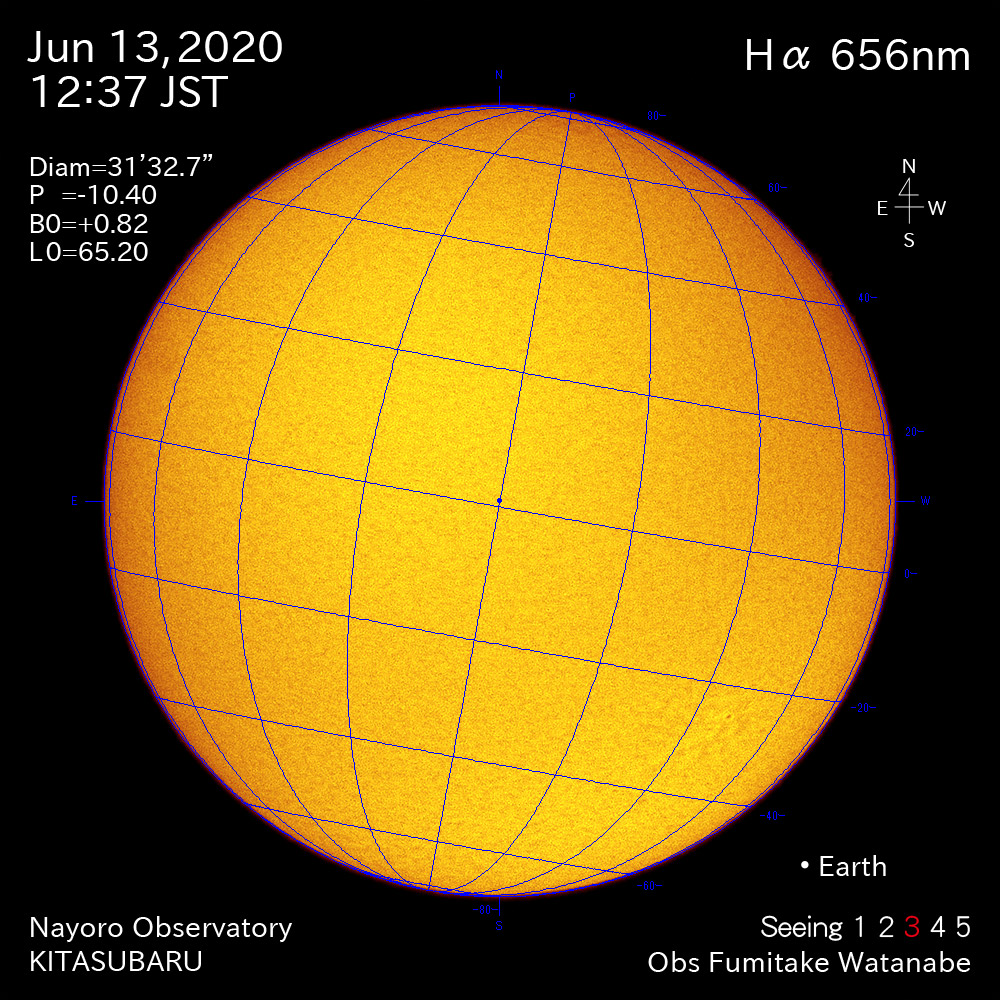 2020年6月13日Hα波長の太陽