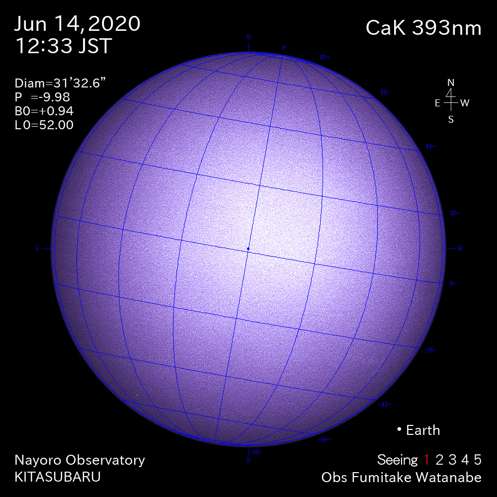 2020年6月14日CaK波長の太陽