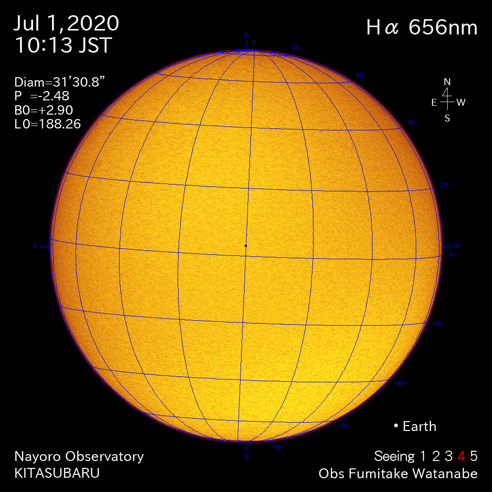 2020年7月1日Hα波長の太陽