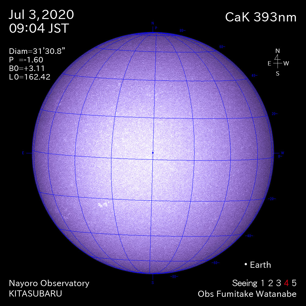2020年7月3日CaK波長の太陽