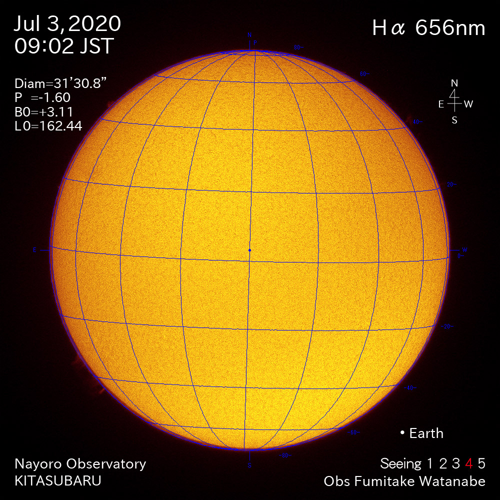 2020年7月3日Hα波長の太陽