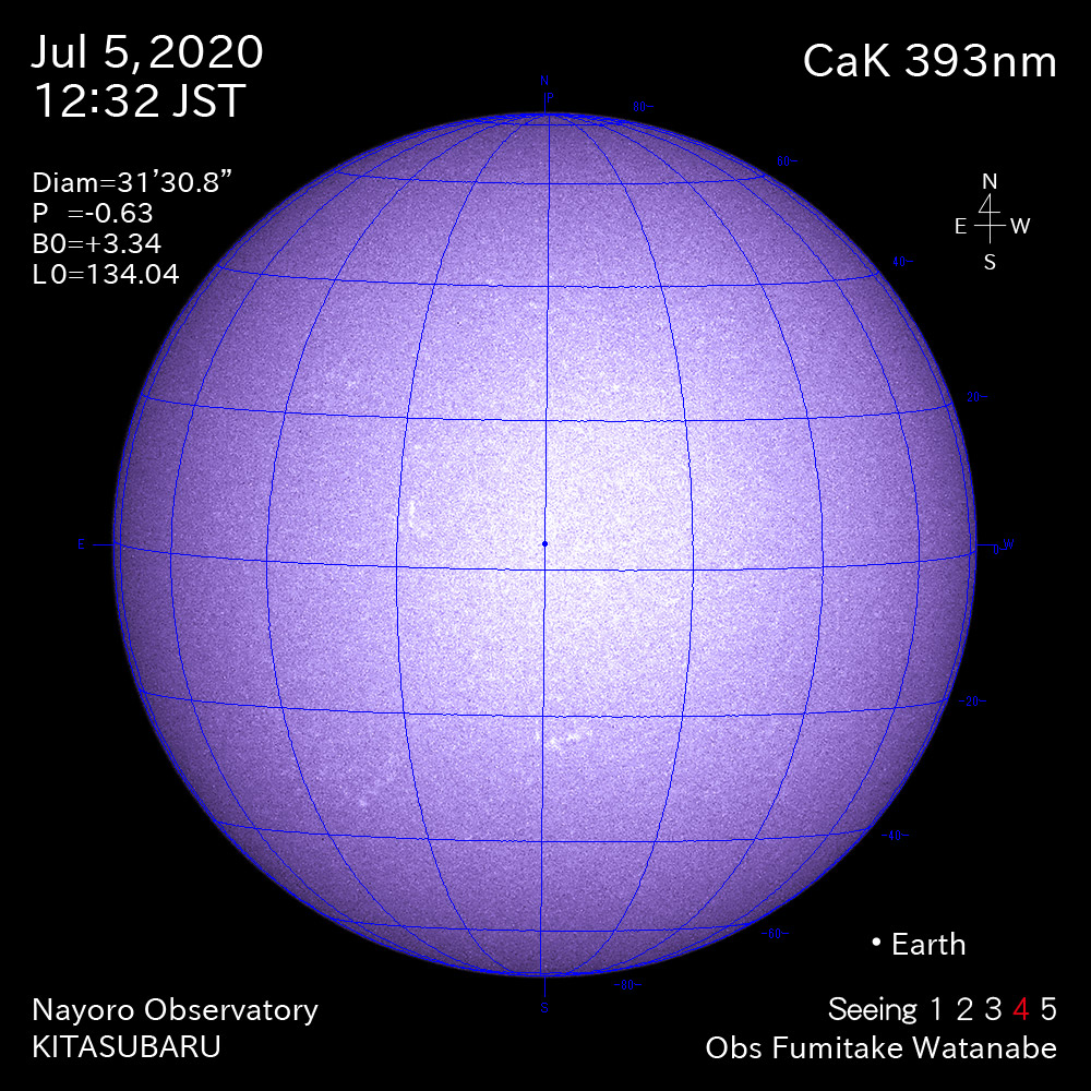 2020年7月5日CaK波長の太陽