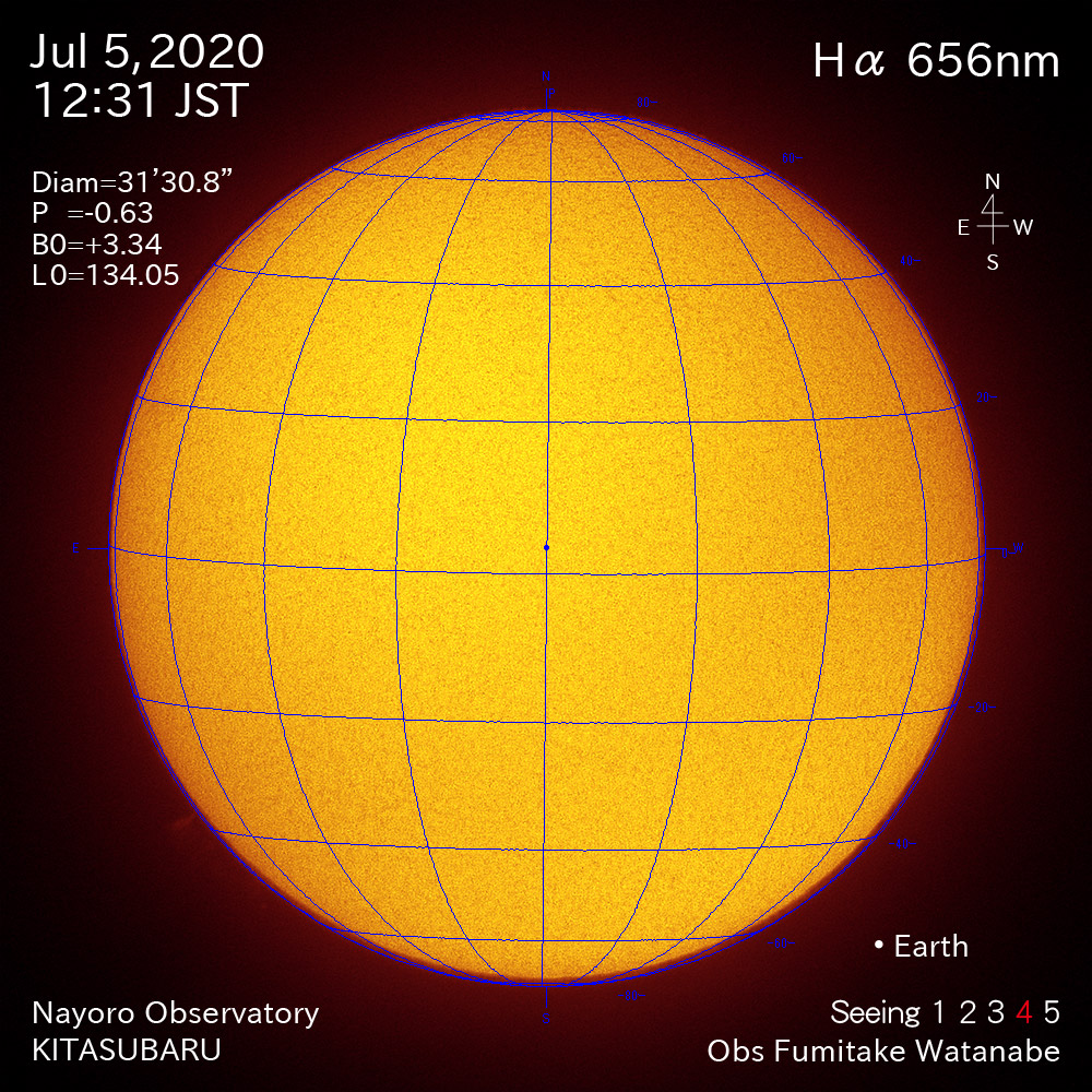 2020年7月5日Hα波長の太陽
