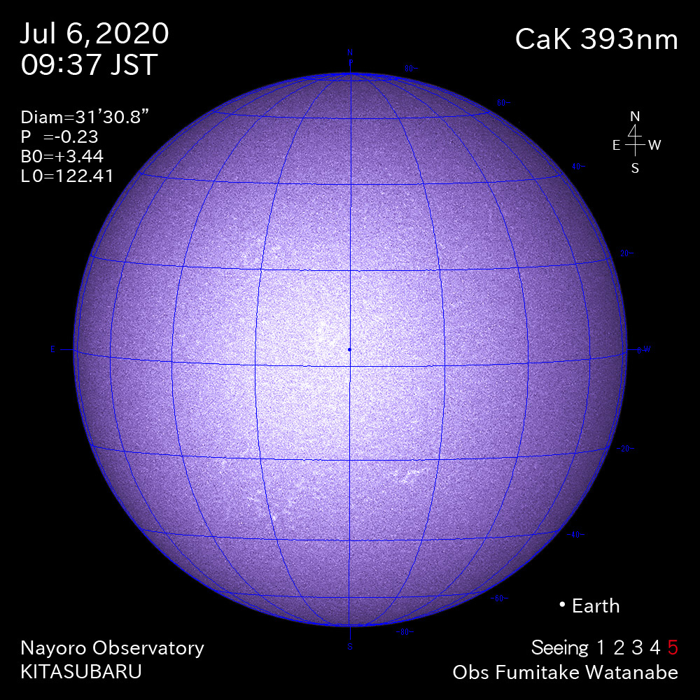 2020年7月6日CaK波長の太陽