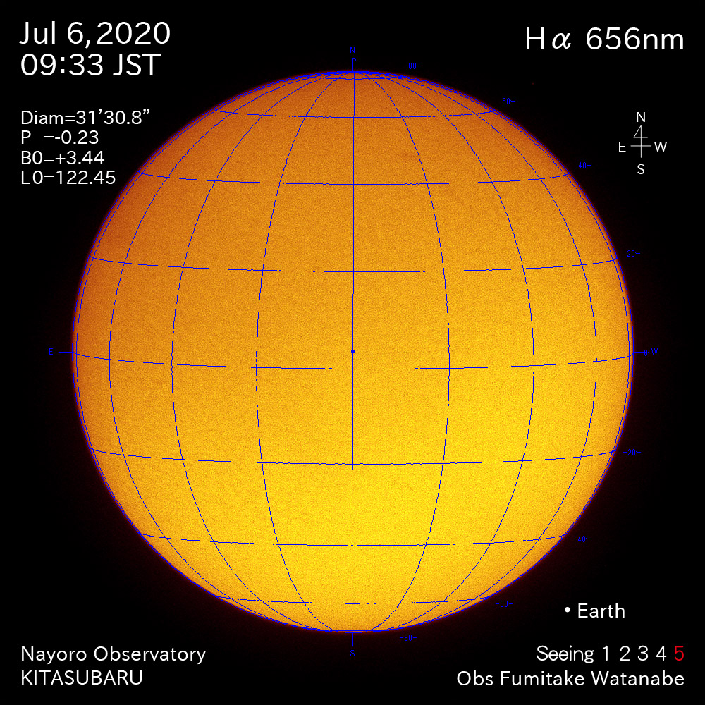 2020年7月6日Hα波長の太陽