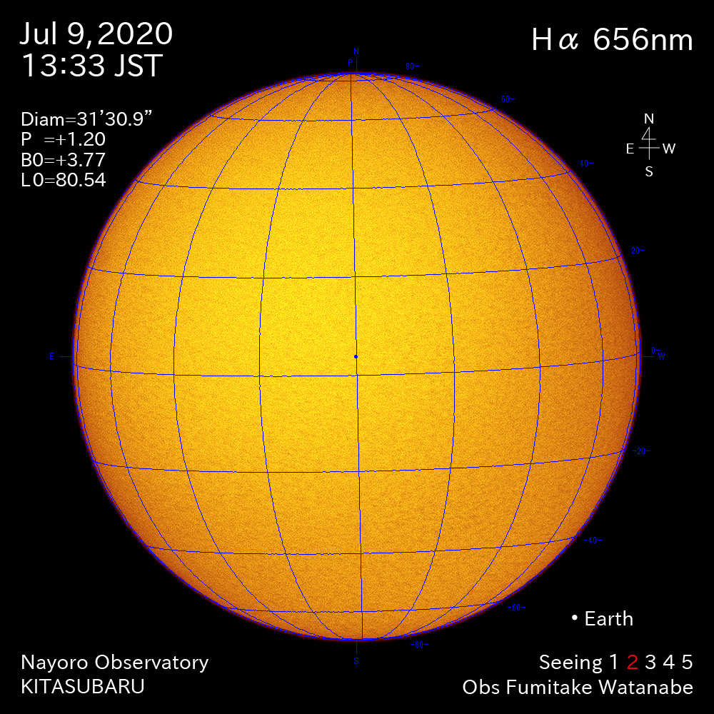 2020年7月9日Hα波長の太陽
