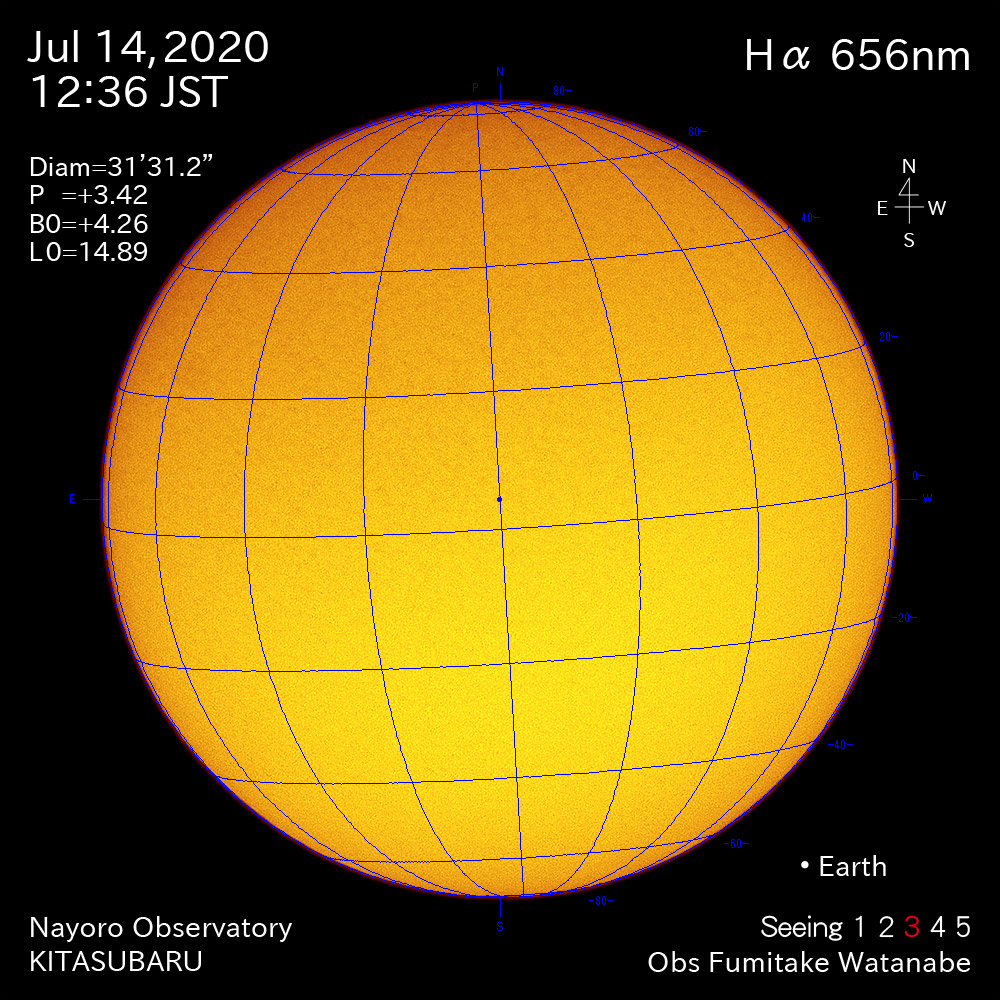 2020年7月14日Hα波長の太陽
