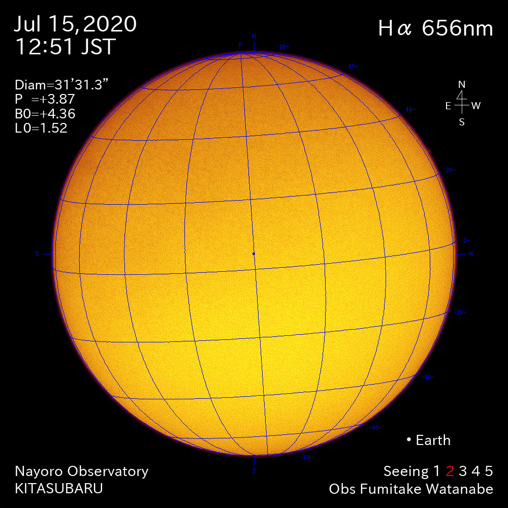 2020年7月15日Hα波長の太陽