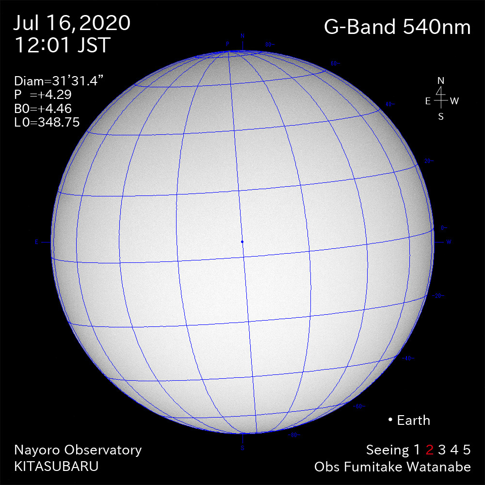 2020年7月16日540nm波長の太陽