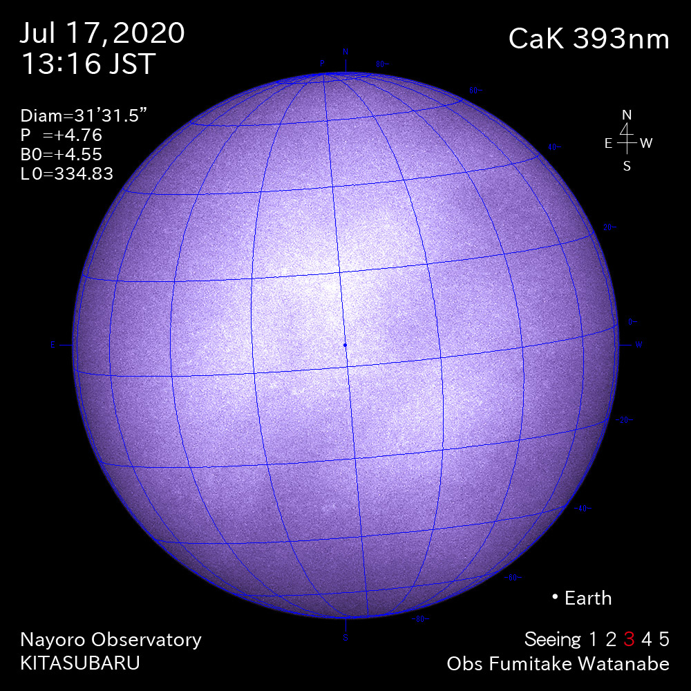 2020年7月17日CaK波長の太陽
